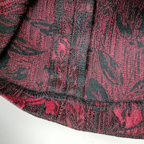 KASPER Dress Red/Black Floral Brocade Fit & Flare Box Pleated Dress Sz. 12 - Picture 11 of 15